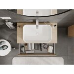 MEXEN/S - Rivel koupelnová skříňka pod umyvadlo 90 cm s deskou, 2 zásuvky, reliéf , dub 91A20-09047-2-BFFC81