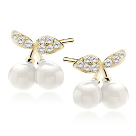 LUNICA Stříbrné pozlacené náušnice CHERRIES 1055