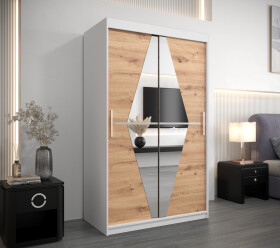 Šatní skříň Abi Bo Barva korpusu: Bílá, Rozměry: 120 cm, Dveře: Dub artisan