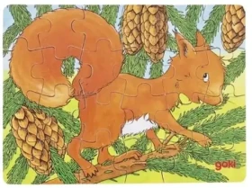 GOKI Dřevěné puzzle Lesní zvířátka: Veverka