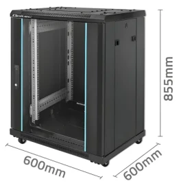 19" rozvaděč nástěnný 15U / Rozvaděč / 600×600×855 mm / Ocelová konstrukce (54518)