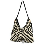 Módní dámská boho kabelka na rameno Ibolya, černobílá