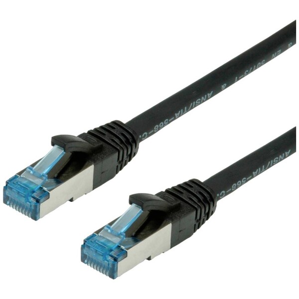 Value 21.99.1966 RJ45 síťové kabely, propojovací kabely CAT 6A S/FTP 7.00 m černá dvoužilový stíněný, bez halogenů, samozhášecí 1 ks