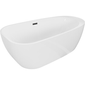 MEXEN/S - Giada volně stojící vana 170 x 90, bílá lesk, sifon a přepad černá 52741709000-70