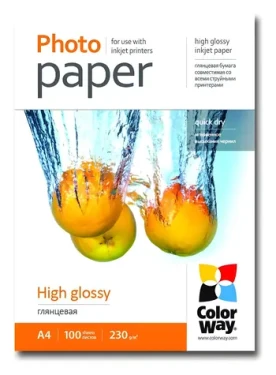 COLORWAY Fotopapír / Vysoce lesklý / A4 / 230 g/m2 / 100 listů (PG230100A4)