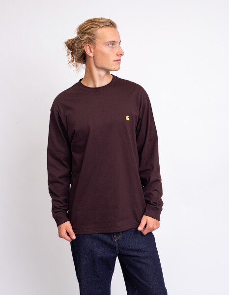 Tričko Carhartt WIP L/S Chase T-Shirt Palisander / Gold
