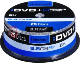 Intenso 25 ks / Optické médium / DVD+R DL / 8.5 GB / 8x / Spindl (4311144)