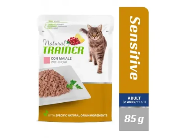 Natural Trainer Cat SENSITIVE vepřové 85 g / Kapsička pro kočky (8059149257204)