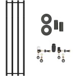CERANO Koupelnový radiátorový set Bertini - ústřední vytápění - boční připojení - 380W - černá matná - 1400x351 mm