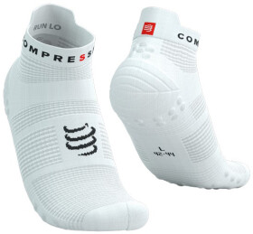 Běžecké kompresní ponožky Compressport Pro Racing Socks v4.0 Run Low - White/Black Velikost: EU 42-44