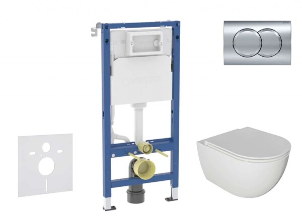 GEBERIT - Duofix Set předstěnové instalace, klozetu Oudee a sedátka softclose, tlačítko Delta01, lesklý chrom SANI11CA1124B