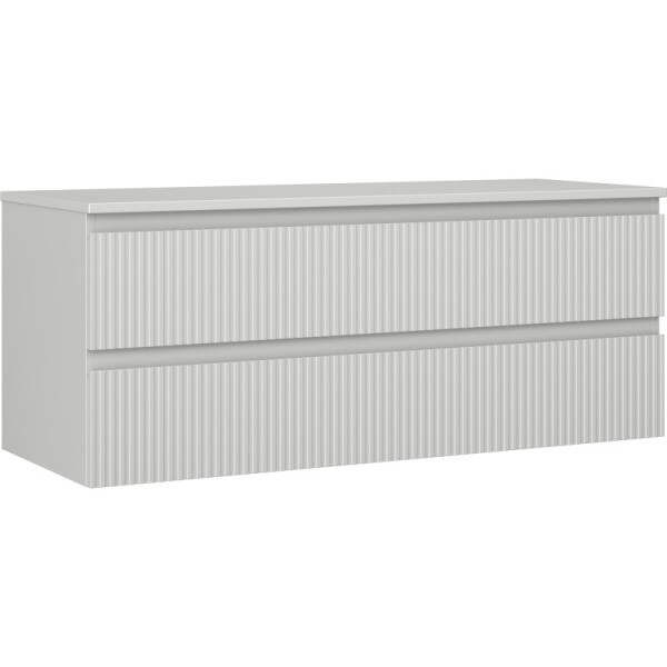 MEXEN/S - Rivel koupelnová skříňka pod umyvadlo 120 cm s deskou, 2 zásuvky, reliéf , šedá mat 91A20-12047-2-BFFC62