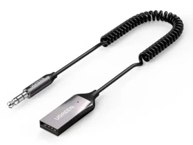 Ugreen CM309 Audio přijímač USB audio adaptér AUX jack černá / Bluetooth 5.0 / USB / dosah 10 m (149085)