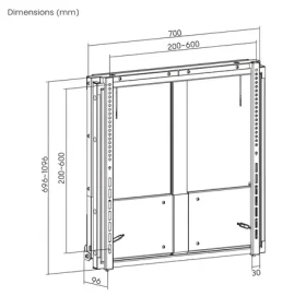 Equip 650345 / Nástěnný držák TV / 55"-86" / ručně výškově nastavitelný / nosnost 65 kg / VESA max. 600x600 (650345)