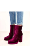 Dámské kotníkové boty na podpatku RQ481 Vínová - BESTELLE vínová 38