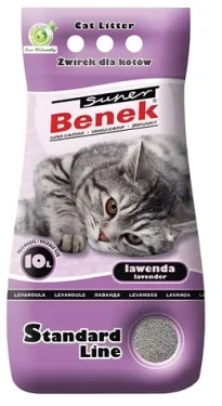 SUPER BENEK Kočkolit Standard Lavender / Bentonitové / 10 l / Vůně levandule / Pohlcuje pachy