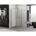 MEXEN/S - Exo sprchový kout skládací dveře 75 x 75, transparent, zlato 816-075-075-50-00