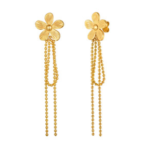 Náušnice s květinovým motivem Suzanne - chirurgická ocel, Zlatá