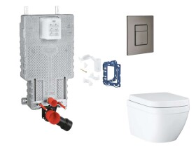 GROHE - Uniset Set předstěnové instalace, klozetu, sedátka SoftClose, tlačítka Skate Cosmopolitan a sady pro vhazování tablet Triple Vortex, kartáčovaný Hard Graphite SANI15BB5116