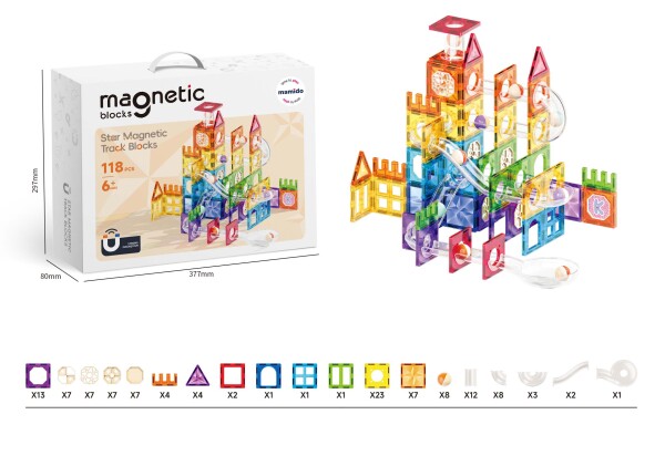 Mamido Magnetická stavebnice s kuličkovou dráhou 118 dílů Diamond MT1503