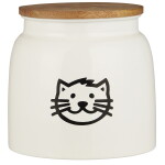 Ib Laursen Plechová dóza na granule pro kočky White 2,2 l, krémová barva, přírodní barva, dřevo, kov
