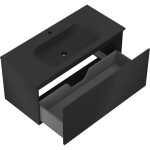 MEXEN/S - Rivel koupelnová skříňka 100 cm s umyvadlem Vela, 1 šuplík, reliéf , černá mat 91A20-10047-1-BF71-W23M71