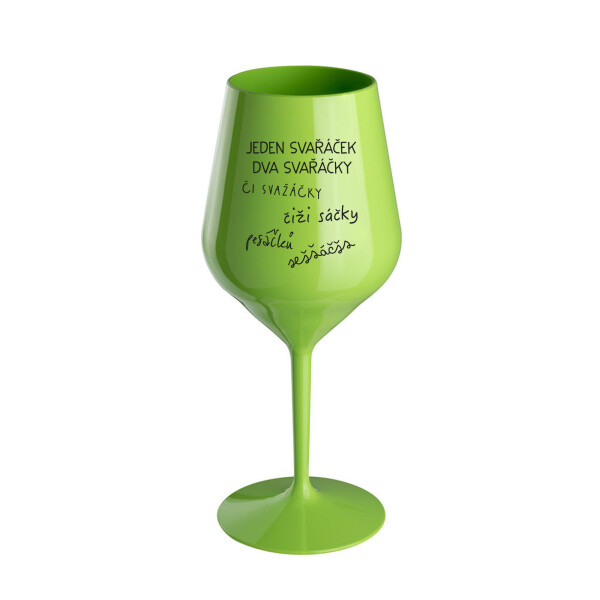 SVAŘÁČEK - zelená nerozbitná sklenice na víno 470 ml