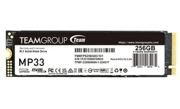 TeamGroup MP33 256GB / SSD / M.2 2280 PCIe 3.0 NVMe / 1600/1000 MB/s (TM8FP6256G0C101)