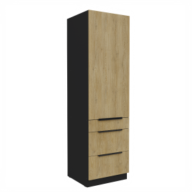 Vysoká potravinová skříňka Cremona 60 DKS-210 3S 1F - Premium Box Barva korpusu: Černá, Barva dvířek: Dub Cremona