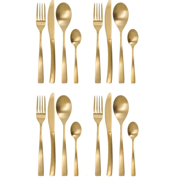 House Doctor Sada příborů z nerezové oceli Golden – set 16 ks, zlatá barva, kov