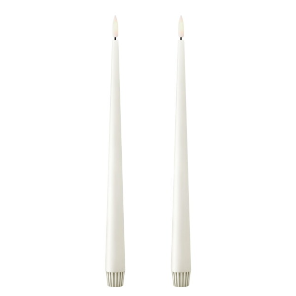 Ester & erik LED svíčka Taper 30 cm / 10 Silky – set 2 ks, bílá barva, vosk