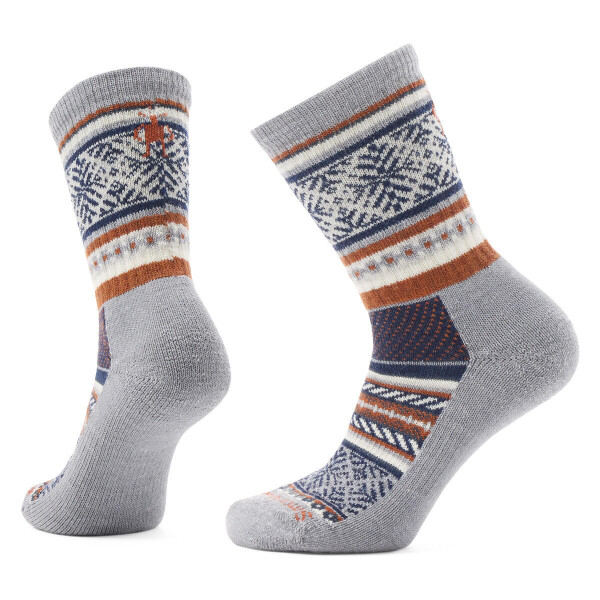Unisex merino městské ponožky SMARTWOOL Everyday Cozy Fair Isle Sweater Crew Soc, Light Gray velikost: 38-41 (M)