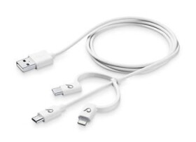 CellularLine USB kabel se třemi adaptéry Lightning + Micro USB + USB-C bílá (USBDATA3IN1MFITYCW)