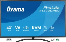 42.5" IIYAMA ProLite X4373UHSU-B2 černá / LED / VA / 3840 x 2160 / 16:9 / 3 ms / 4000:1 / 450cd-m2 / VESA (X4373UHSU-B2)