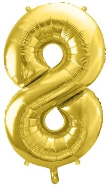 Balónek fóliový narozeniny číslo 8 zlatý 72 cm Balónek fóliový narozeniny číslo 8 zlatý 72 cm