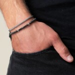 Dvojitý hematitový náramek Dominic - chirurgická ocel, hematit, Šedá 20 cm