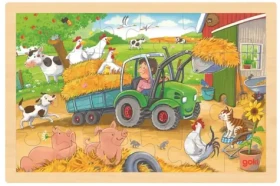 GOKI Dřevěné puzzle Malý traktor