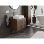 MEXEN/S - Rivel koupelnová skříňka pod umyvadlo 70 cm s deskou, 2 zásuvky, reliéf , ořech 91A20-07047-2-BFFC86