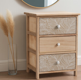 DumDekorace Komoda LUIZA se 3 zásuvkami - boho design, 40 x 29 x 58 cm