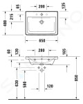 DURAVIT - D-Neo Umyvadlo 650x480 mm, 1 otvor pro baterii, bílá 2367650000