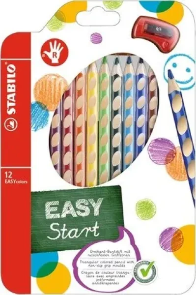 STABILO® EASYcolors - 12 ks sada s ořezávátkem - 12 různých barev (332/12)