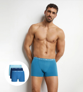 Pánské boxerky 3 ks DIM COTTON STRETCH BOXER 3x - DIM - světle modrá L