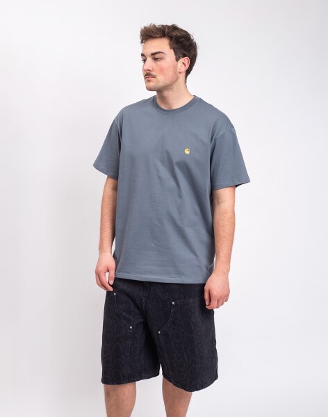 Tričko Carhartt WIP S/S Chase T-Shirt Cozy Blue/Gold