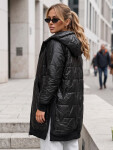 Dlouhá dámská prošívaná bunda s kapucí, černá, FashionStreet TY5809 XXL
