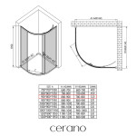 CERANO - Sprchový kout Solero L/P - 6 mm - čtvrtkruh - R550 - chrom, transparentní sklo - 90x80x195 CER-221418