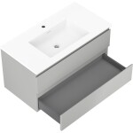 MEXEN/S - Orio koupelnová skříňka 90 cm s umyvadlem Otis, 2 zásuvky, šedá mat/bílá mat 91A10-09047-2-BFF62-W18M01