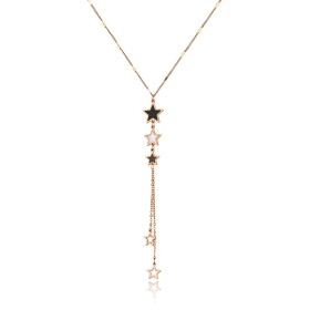 Ocelový náhrdelník Marica Gold - chirurgická ocel, hvězdy, Zlatá 40 cm + 5 cm (prodloužení)