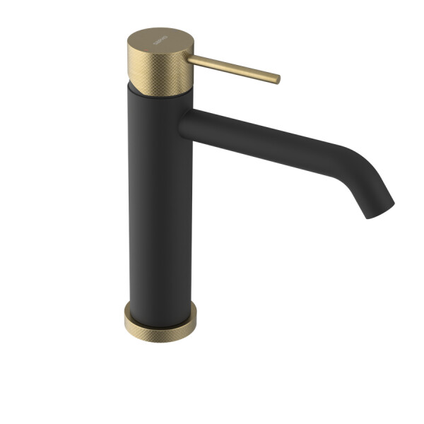 SAPHO - ULTRASAN stojánková umyvadlová baterie střední, černá mat/zlato mat UT004VBG