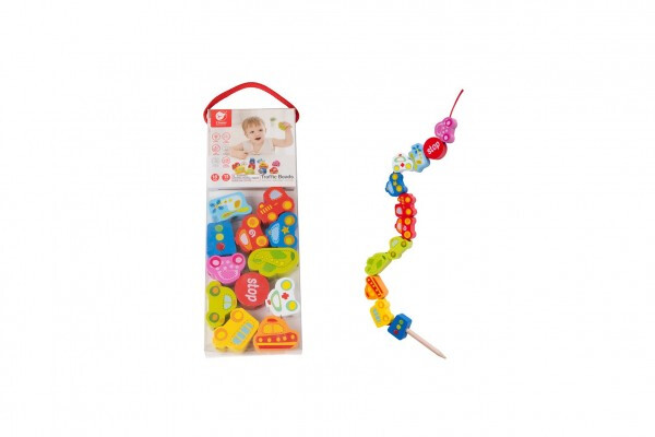 Provlékačka/Navlékačka dopravní prostředky dřevěná 13ks v blistru 9,5x26cm 18m+