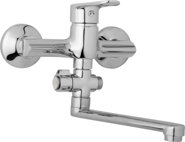 JB Sanitary Nástěnná umyvadlová a sprchová baterie FINERY, rozteč 150 mm, otočný přepínač, bez příslušenství, ramínko 200 mm F10 37 00